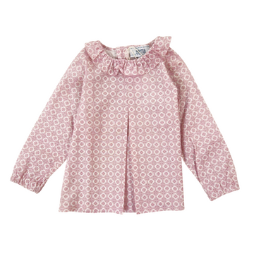 Blouse Bambina in cotone colletto rouches