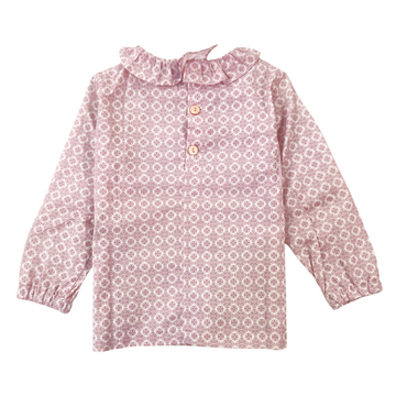 Blouse Bambina in cotone colletto rouches