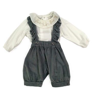 Completo neonata 3 pezzi con salopette