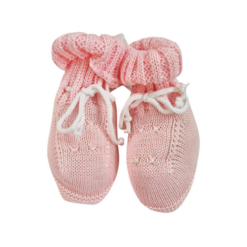 Scarpette rosa in filo cotone con ricamino