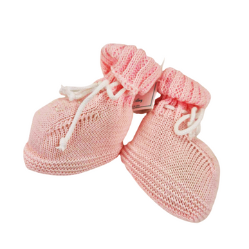 Scarpette rosa in filo cotone con ricamino