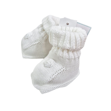 Scarpette neonati in filo cotone con rosellina