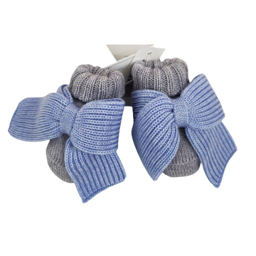 Scarpette neonato in lana con fiocco a coste