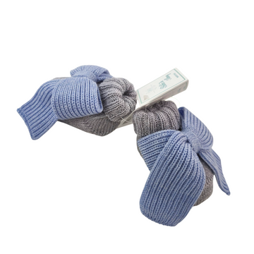 Scarpette neonato in lana con fiocco a coste