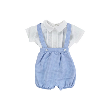 Salopette neonato + camicia misto lino
