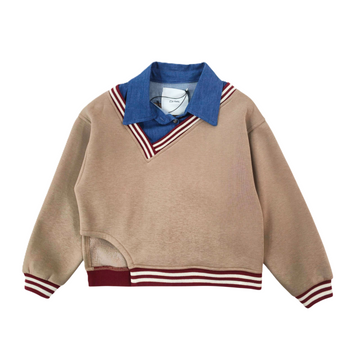 Felpa Girl in neoprene collo camicia