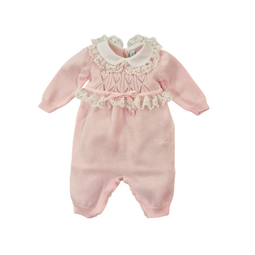 Tutina rosa m/l in filo con merletto