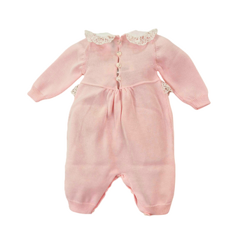 Tutina rosa m/l in filo con merletto