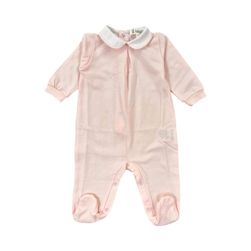 Tutina cotone jersey con ricamo rosa