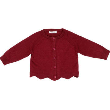 Cardigan baby girocollo, smerlato