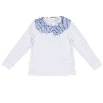 T-shirt Jersey collo volant righe