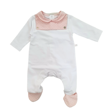 Tutina in cotone con dettagli rosa