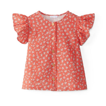 Blouse misto lino Floreale Laranjinha