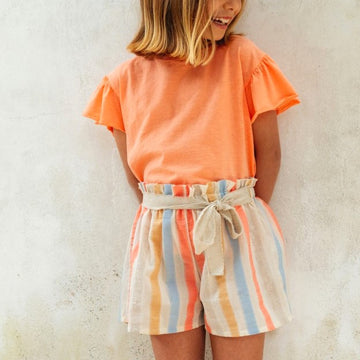 Shorts a righe con cintura Laranjinha