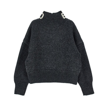 Maglione Bimba con collo alto logato (Grigio)