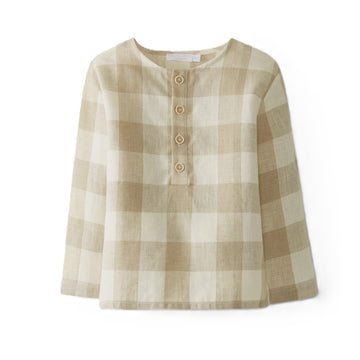 T-shirt serafina bimbo puro lino a quadri