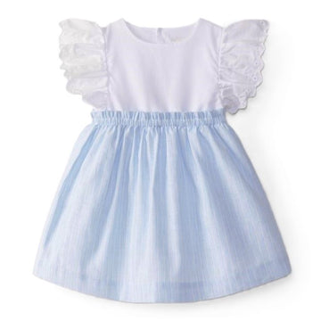 Abito a righe maniche ricamo Inglese Laranjinha