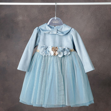 Abito bimba in velluto raso con cintura