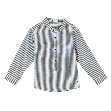 Camicia serafina bimbo a righe misto lino