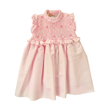 Abito neonata con rouches e punto smock