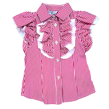 Camicia Bambina popeline con doppio volant