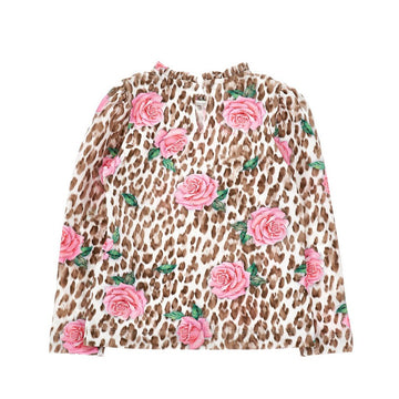 T-shirt Bimba floreale con galetta sul collo