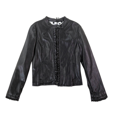 Giacca Bimba con rouches in ecopelle