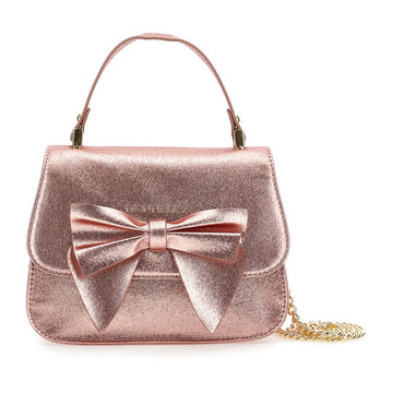 Borsa a mano glitter con fiocco