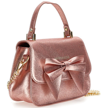 Borsa a mano glitter con fiocco