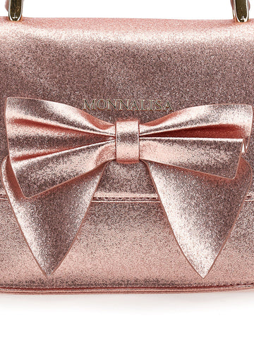 Borsa a mano glitter con fiocco