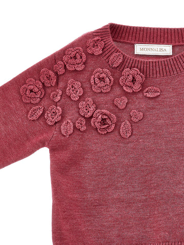 Maglione Bimba Fiori in 3D mix wool