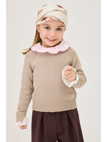Maglietta jersey Bimba con colletto a balze