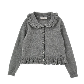 Cardigan Bimba con balze in cotone e lana