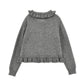 Cardigan Bimba con balze in cotone e lana
