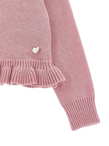 Cardigan Bimba con balze in cotone e lana
