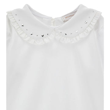 T-Shirt Bimba con colletto cuori strass