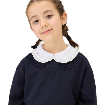 T-Shirt Bimba con colletto cuori strass