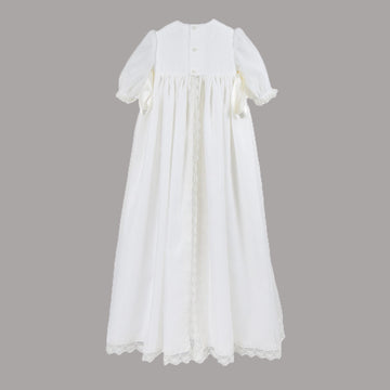 Abito battesimo lungo punto smock con cuffia