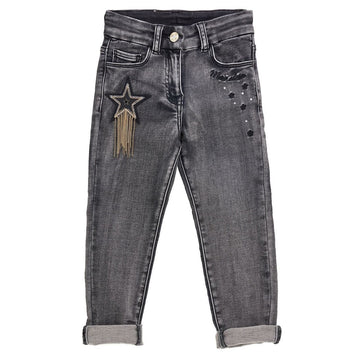 Jeans bimba denim black con star Monnalisa