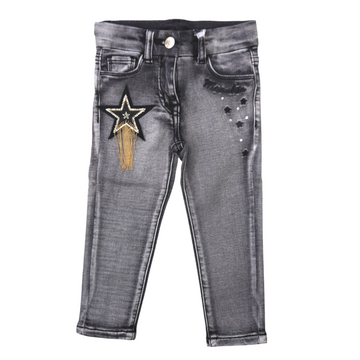 Jeans bimba denim black con star Monnalisa