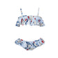 Bikini stretch con volants ciliegia