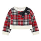 Pull bimba misto lana tartan con fiocco