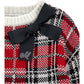 Pull bimba misto lana tartan con fiocco