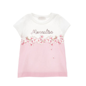T-shirt in cotone bicolor con strass