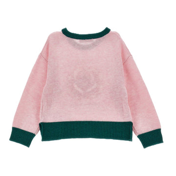 Maglione Bimba con rosa e scritta lana e cotone