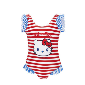 Costume Bimba intero a righe Hello Kitty