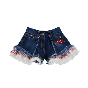 Shorts Bambina frou frou in denim