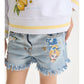 Short Bimba sfrangiati con Trilli e fiori