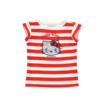 T-shirt Bimba Hello Kitty a righe e strass