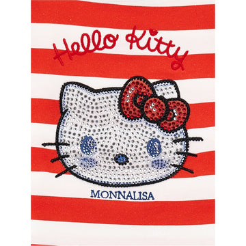 T-shirt Bimba Hello Kitty a righe e strass